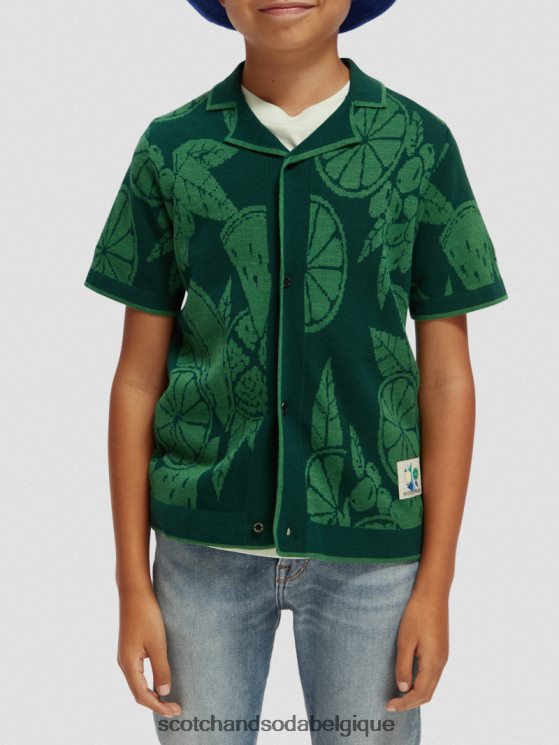 vêtements Scotch & Soda chemise de camp tricotée en coton biologique- Scotch and Soda Bruxelles intarsia de fruits 6BZRBF777