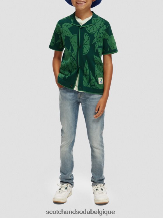vêtements Scotch & Soda chemise de camp tricotée en coton biologique- Scotch and Soda Bruxelles intarsia de fruits 6BZRBF777