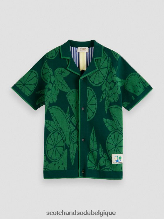 vêtements Scotch & Soda chemise de camp tricotée en coton biologique- Scotch and Soda Bruxelles intarsia de fruits 6BZRBF777