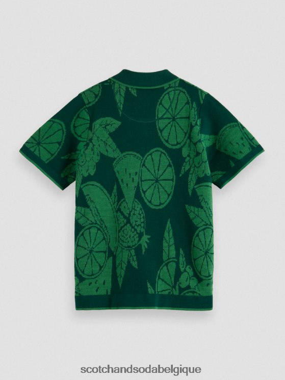 vêtements Scotch & Soda chemise de camp tricotée en coton biologique- Scotch and Soda Bruxelles intarsia de fruits 6BZRBF777