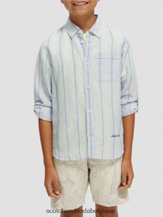 vêtements Scotch & Soda chemise en lin mélangé avec ajustement des manches- Scotch and Soda shop online bande bleue 6BZRBF800