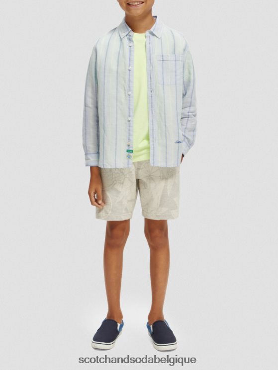 vêtements Scotch & Soda chemise en lin mélangé avec ajustement des manches- Scotch and Soda shop online bande bleue 6BZRBF800