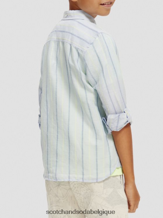 vêtements Scotch & Soda chemise en lin mélangé avec ajustement des manches- Scotch and Soda shop online bande bleue 6BZRBF800