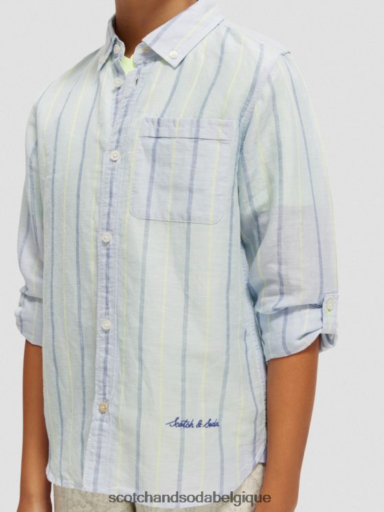 vêtements Scotch & Soda chemise en lin mélangé avec ajustement des manches- Scotch and Soda shop online bande bleue 6BZRBF800