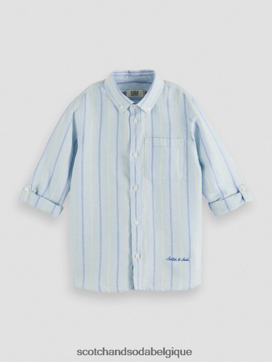 vêtements Scotch & Soda chemise en lin mélangé avec ajustement des manches- Scotch and Soda shop online bande bleue 6BZRBF800