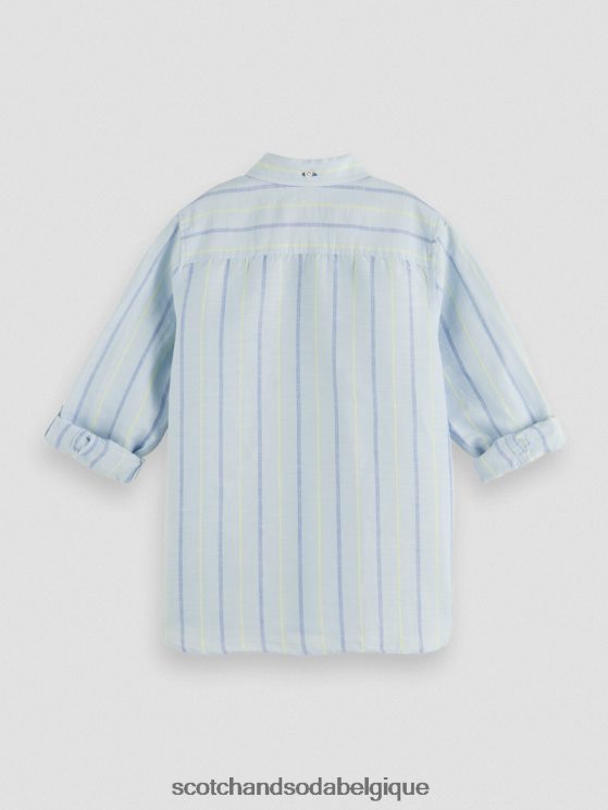 vêtements Scotch & Soda chemise en lin mélangé avec ajustement des manches- Scotch and Soda shop online bande bleue 6BZRBF800