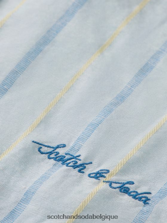 vêtements Scotch & Soda chemise en lin mélangé avec ajustement des manches- Scotch and Soda shop online bande bleue 6BZRBF800