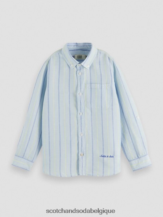 vêtements Scotch & Soda chemise en lin mélangé avec ajustement des manches- Scotch and Soda shop online bande bleue 6BZRBF800