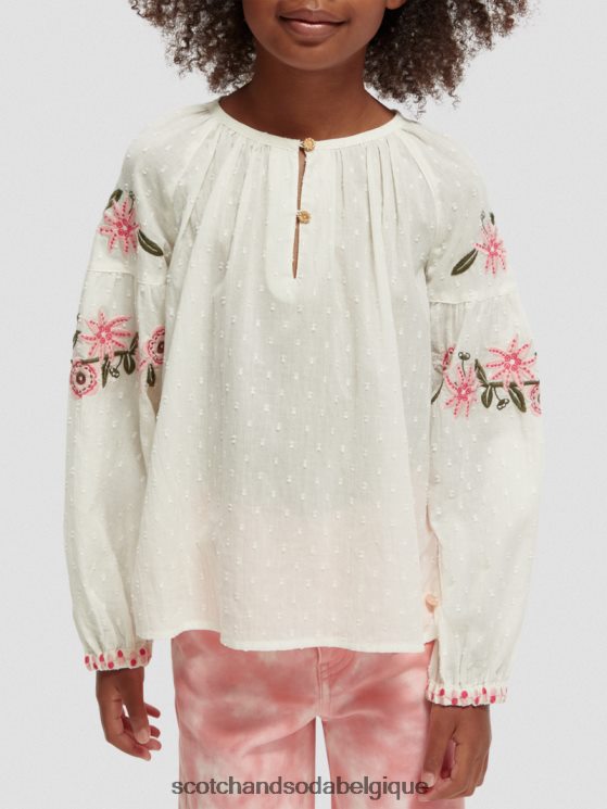 vêtements Scotch & Soda chemise à fleurs brodées- Scotch and Soda outlet glace à la vanille 6BZRBF739