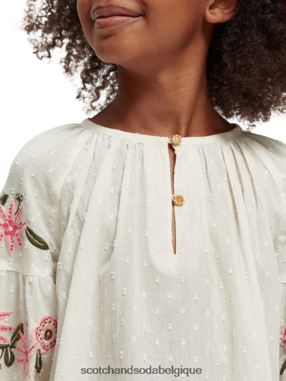 vêtements Scotch & Soda chemise à fleurs brodées- Scotch and Soda outlet glace à la vanille 6BZRBF739