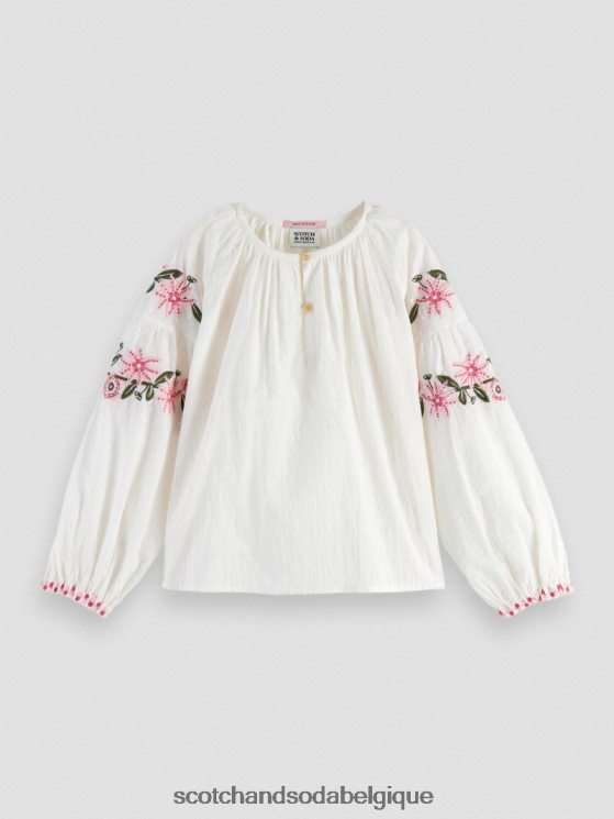 vêtements Scotch & Soda chemise à fleurs brodées- Scotch and Soda outlet glace à la vanille 6BZRBF739