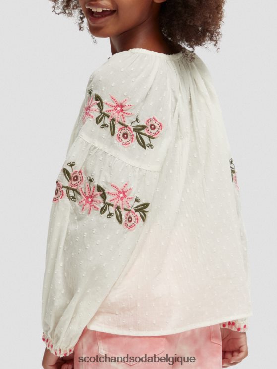 vêtements Scotch & Soda chemise à fleurs brodées- Scotch and Soda outlet glace à la vanille 6BZRBF739