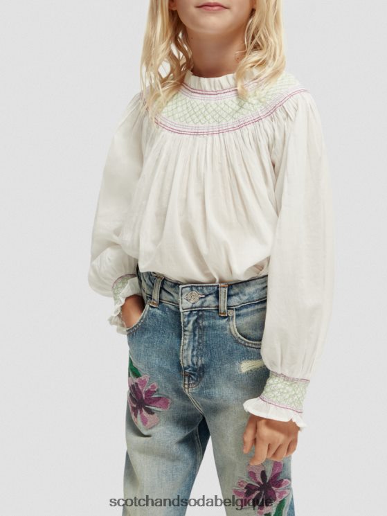 vêtements Scotch & Soda chemise smockée à manches longues- Scotch and Soda Belgique blanc cassé 6BZRBF740