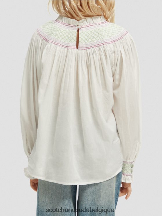 vêtements Scotch & Soda chemise smockée à manches longues- Scotch and Soda Belgique blanc cassé 6BZRBF740