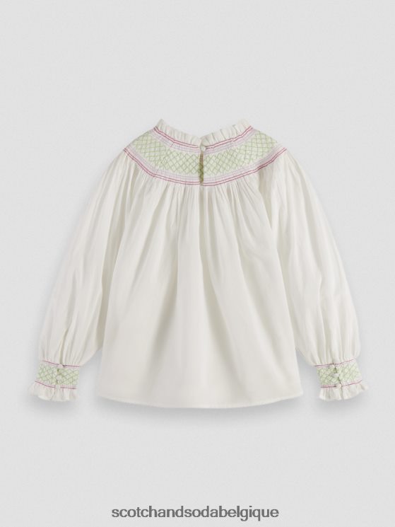 vêtements Scotch & Soda chemise smockée à manches longues- Scotch and Soda Belgique blanc cassé 6BZRBF740