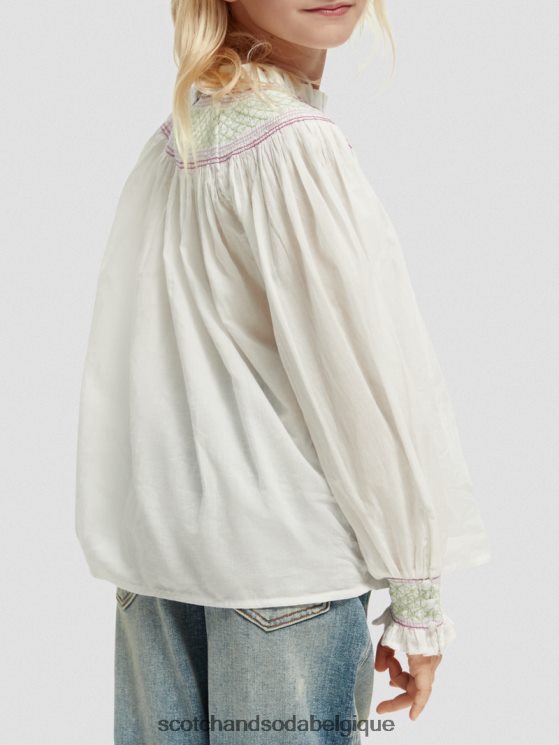 vêtements Scotch & Soda chemise smockée à manches longues- Scotch and Soda Belgique blanc cassé 6BZRBF740