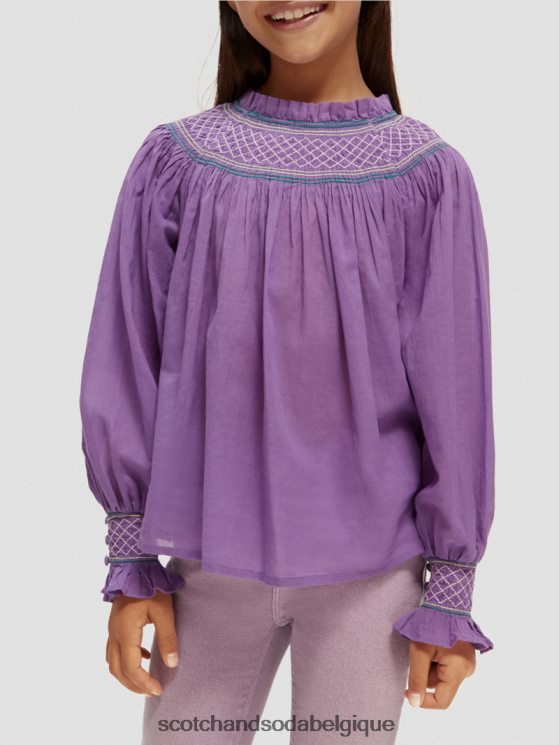 vêtements Scotch & Soda chemise smockée à manches longues- Scotch and Soda Bruxelles raisin 6BZRBF741