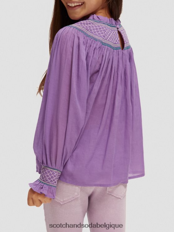 vêtements Scotch & Soda chemise smockée à manches longues- Scotch and Soda Bruxelles raisin 6BZRBF741