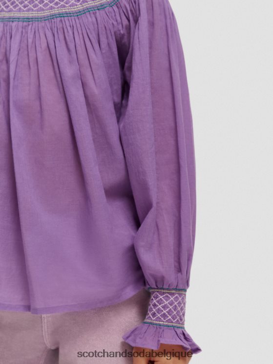 vêtements Scotch & Soda chemise smockée à manches longues- Scotch and Soda Bruxelles raisin 6BZRBF741