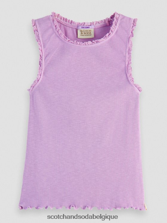 vêtements Scotch & Soda débardeur ajusté en maille côtelée- Scotch and Soda Liﾨﾨge orchidée 6BZRBF744