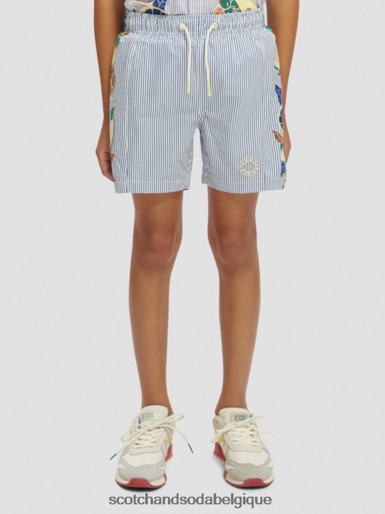vêtements Scotch & Soda short de bain mi-long imprimé à fines rayures- Scotch and Soda Bruxelles rayure en seersucker 6BZRBF813