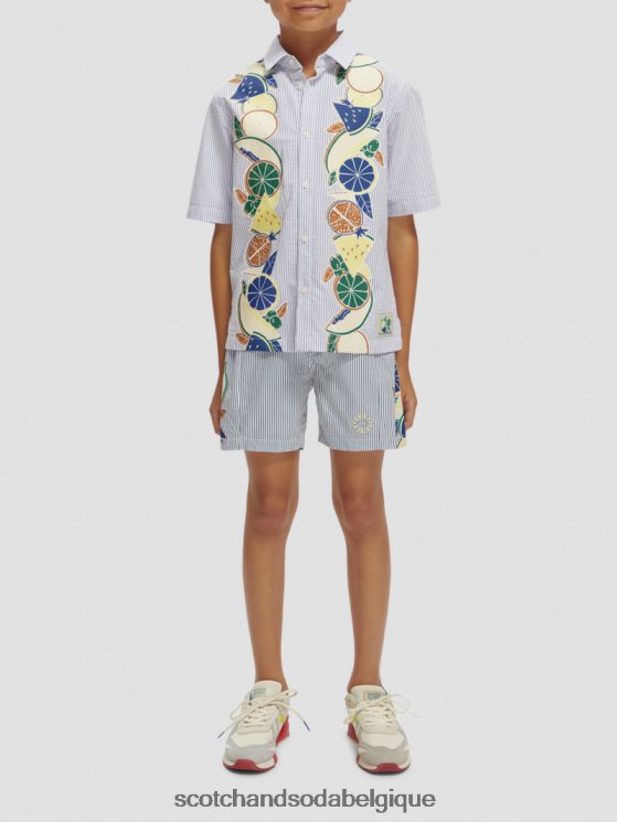 vêtements Scotch & Soda short de bain mi-long imprimé à fines rayures- Scotch and Soda Bruxelles rayure en seersucker 6BZRBF813