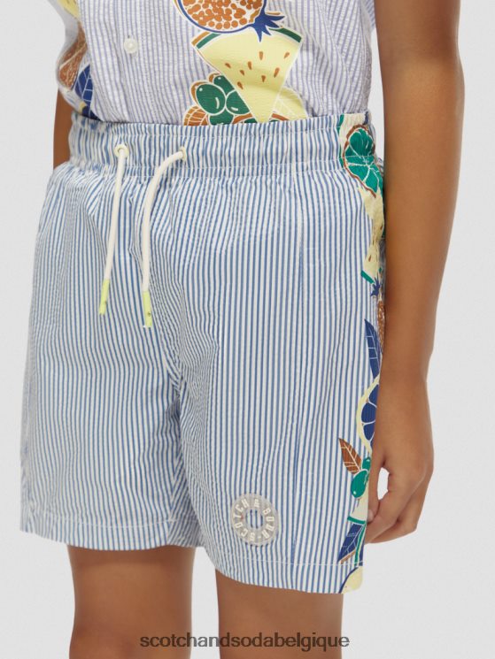 vêtements Scotch & Soda short de bain mi-long imprimé à fines rayures- Scotch and Soda Bruxelles rayure en seersucker 6BZRBF813