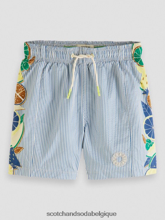 vêtements Scotch & Soda short de bain mi-long imprimé à fines rayures- Scotch and Soda Bruxelles rayure en seersucker 6BZRBF813