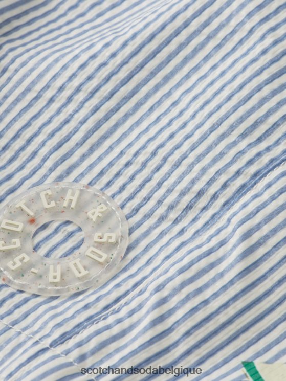 vêtements Scotch & Soda short de bain mi-long imprimé à fines rayures- Scotch and Soda Bruxelles rayure en seersucker 6BZRBF813