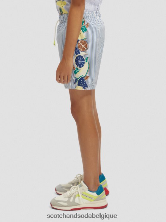 vêtements Scotch & Soda short de bain mi-long imprimé à fines rayures- Scotch and Soda Bruxelles rayure en seersucker 6BZRBF813