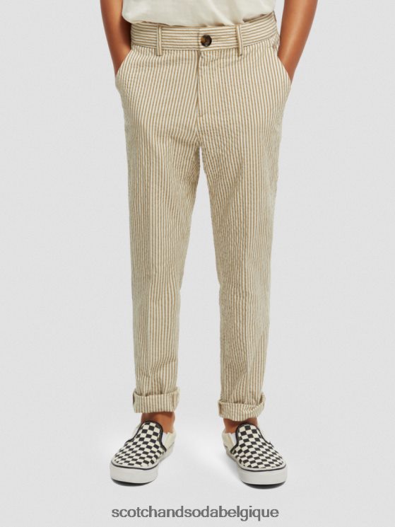 vêtements Scotch & Soda chino ample en seersucker rayé coupe fuselée- Scotch and Soda Namur bande de sable 6BZRBF796