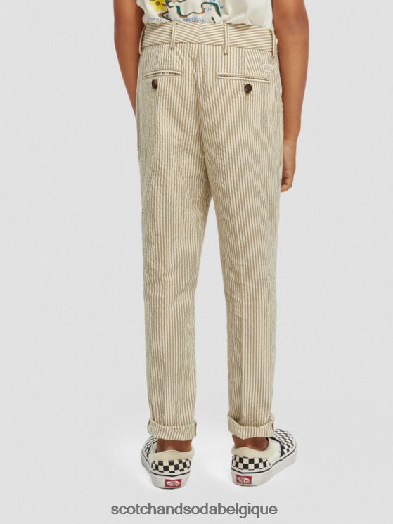 vêtements Scotch & Soda chino ample en seersucker rayé coupe fuselée- Scotch and Soda Namur bande de sable 6BZRBF796