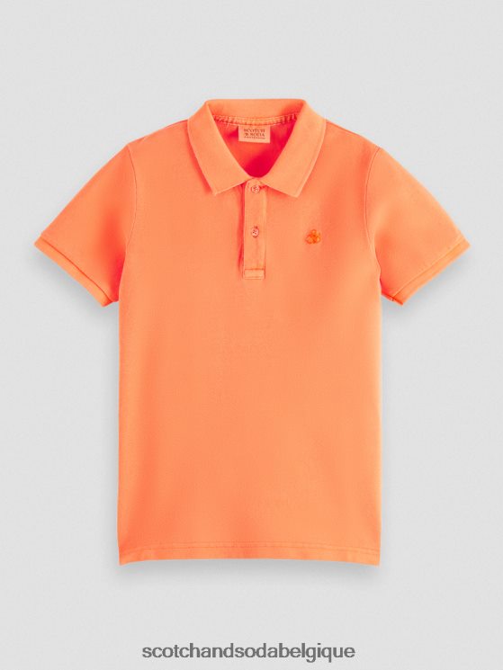 vêtements Scotch & Soda polo piqué teint en pièce- Scotch and Soda Namur orange épicée au néon 6BZRBF787