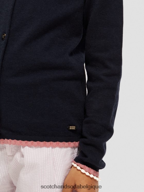 vêtements Scotch & Soda cardigan en maille à bords contrastants- Scotch and Soda Liﾨﾨge nuit 6BZRBF735