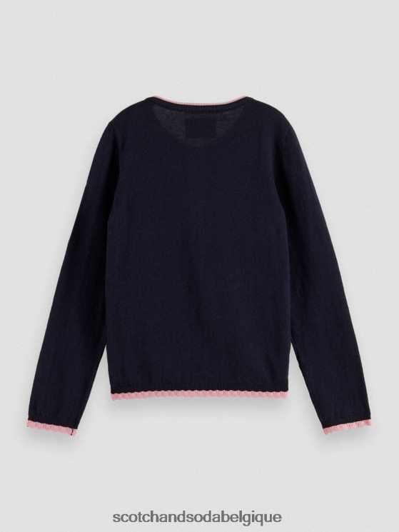 vêtements Scotch & Soda cardigan en maille à bords contrastants- Scotch and Soda Liﾨﾨge nuit 6BZRBF735