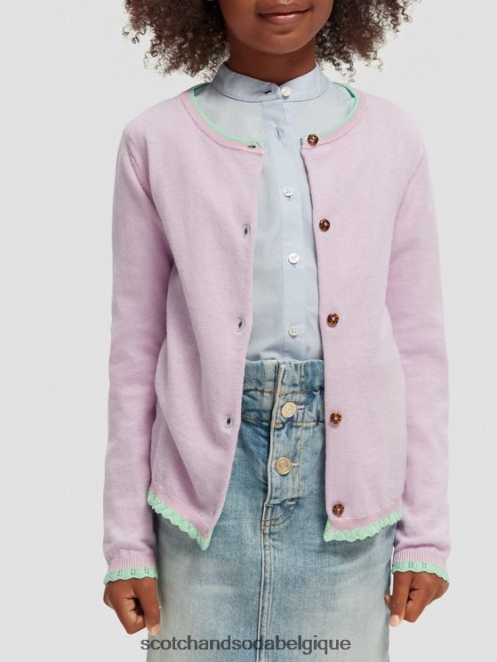 vêtements Scotch & Soda cardigan en maille à bords contrastants- Scotch and Soda femme orchidée 6BZRBF734