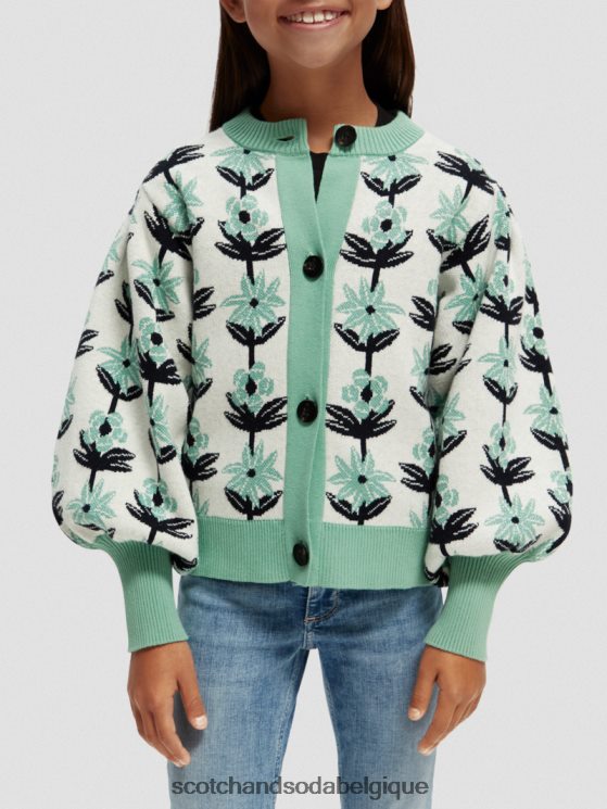 vêtements Scotch & Soda cardigan fleuri en maille intarsia- Scotch and Soda parfum incrustation de fleurs 6BZRBF736