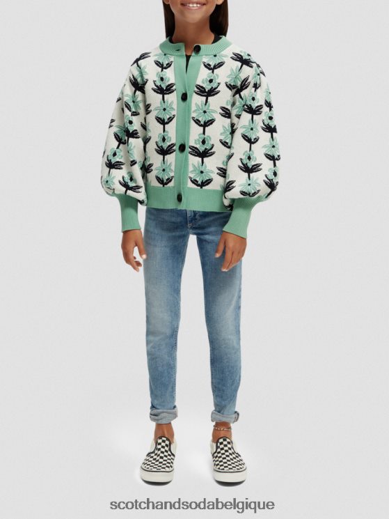 vêtements Scotch & Soda cardigan fleuri en maille intarsia- Scotch and Soda parfum incrustation de fleurs 6BZRBF736