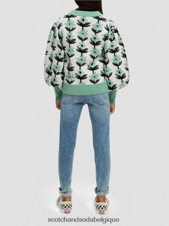 vêtements Scotch & Soda cardigan fleuri en maille intarsia- Scotch and Soda parfum incrustation de fleurs 6BZRBF736