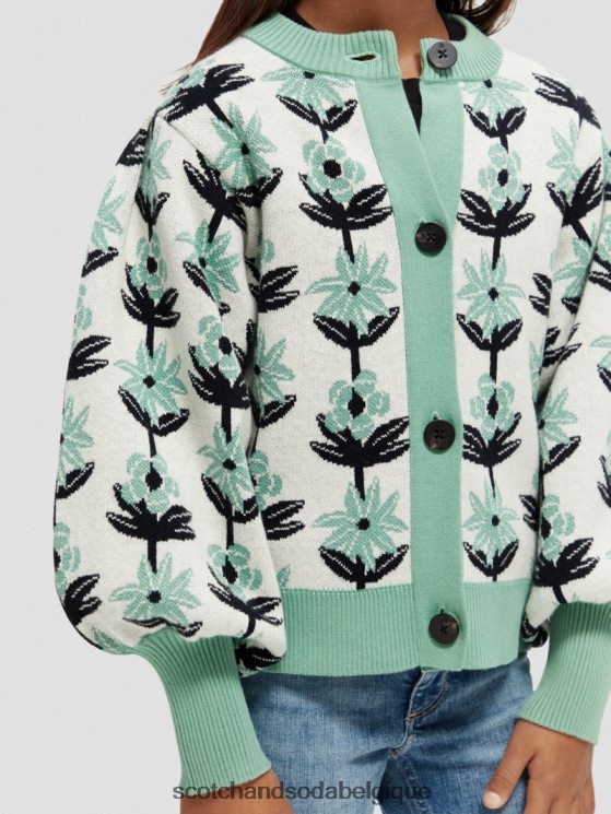 vêtements Scotch & Soda cardigan fleuri en maille intarsia- Scotch and Soda parfum incrustation de fleurs 6BZRBF736
