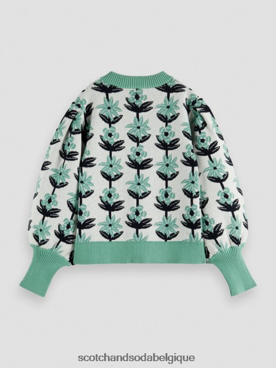 vêtements Scotch & Soda cardigan fleuri en maille intarsia- Scotch and Soda parfum incrustation de fleurs 6BZRBF736