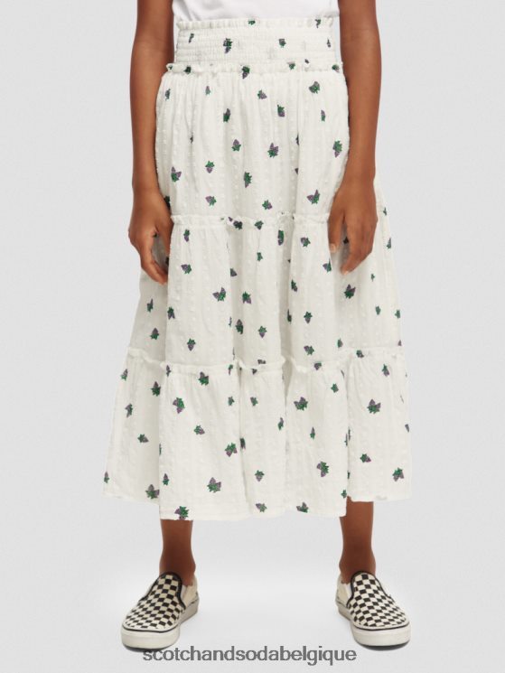 vêtements Scotch & Soda jupe mi-longue imprimée à volants- Scotch and Soda outlet mini raisin 6BZRBF730