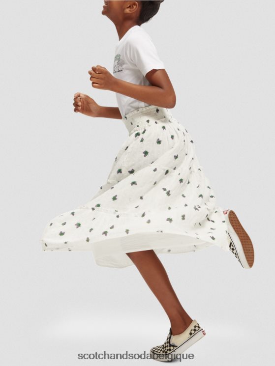 vêtements Scotch & Soda jupe mi-longue imprimée à volants- Scotch and Soda outlet mini raisin 6BZRBF730