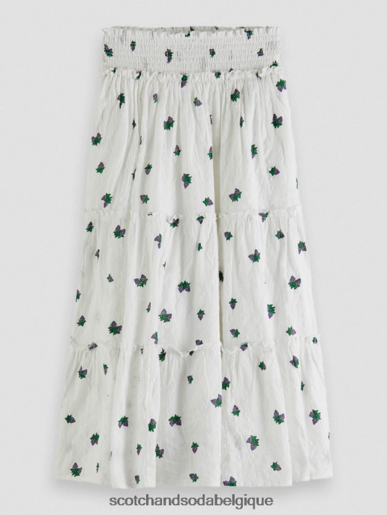 vêtements Scotch & Soda jupe mi-longue imprimée à volants- Scotch and Soda outlet mini raisin 6BZRBF730
