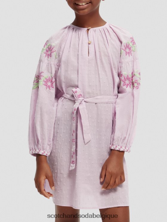 vêtements Scotch & Soda mini-robe brodée en coton biologique- Scotch and Soda Liﾨﾨge orchidée 6BZRBF726
