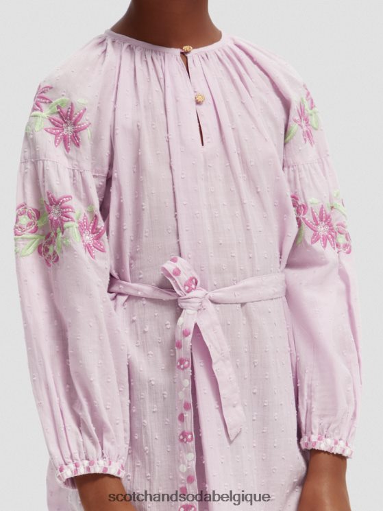 vêtements Scotch & Soda mini-robe brodée en coton biologique- Scotch and Soda Liﾨﾨge orchidée 6BZRBF726