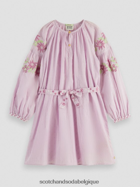 vêtements Scotch & Soda mini-robe brodée en coton biologique- Scotch and Soda Liﾨﾨge orchidée 6BZRBF726