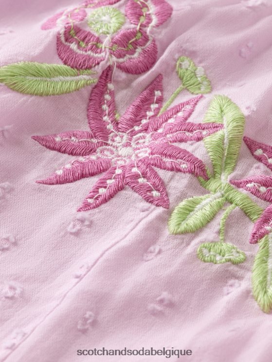 vêtements Scotch & Soda mini-robe brodée en coton biologique- Scotch and Soda Liﾨﾨge orchidée 6BZRBF726