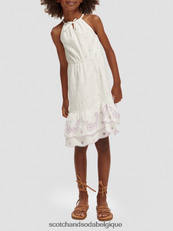 vêtements Scotch & Soda robe midi en broderie anglaise- Scotch and Soda Namur blanc cassé 6BZRBF733