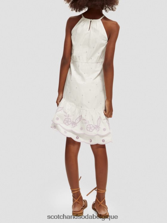 vêtements Scotch & Soda robe midi en broderie anglaise- Scotch and Soda Namur blanc cassé 6BZRBF733